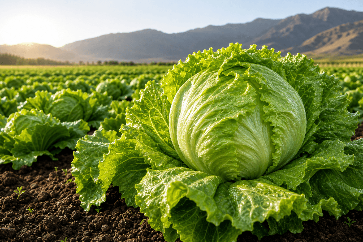 Fresh iceberg lettuce growing in an Iranian mountain farm