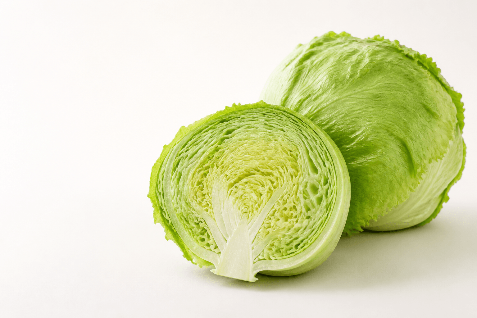 Whole and cut iceberg lettuce